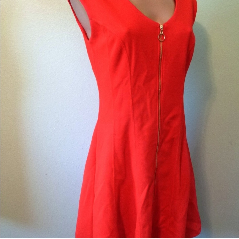 INC Red Zip Up Fit & Flare Dress Women’s Size S Y2K Summet Dress